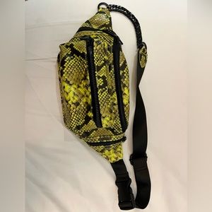 Green and black snake print fannypack